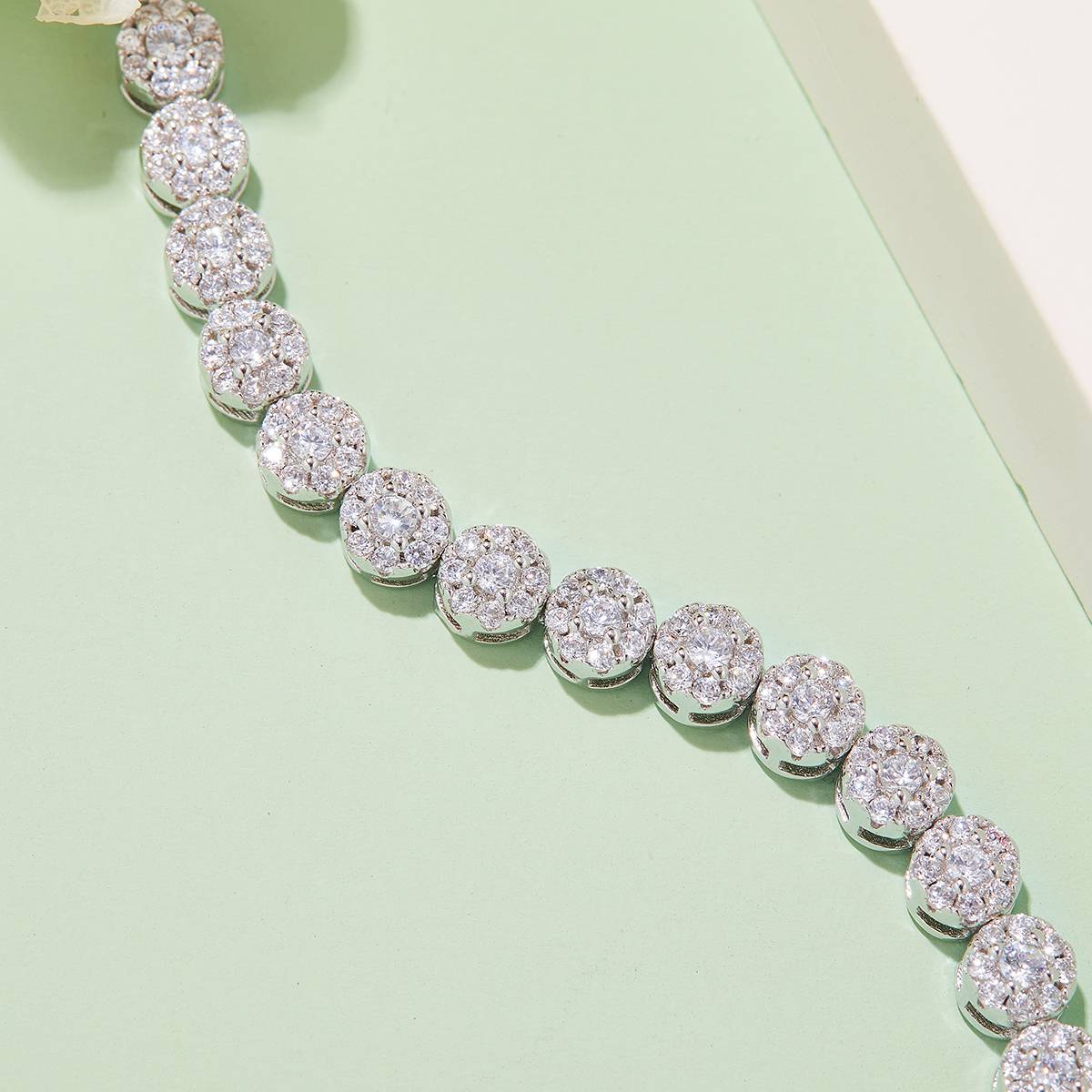 Classic round tennis bracelet S925 silver plated 18K white gold moissanite D-grade 3.5CT18CM